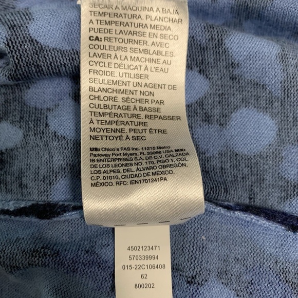 CHICOS Pullover Sweater Women Small Blue Polka Dots Rayon Blend ombre classic - Picture 9 of 9